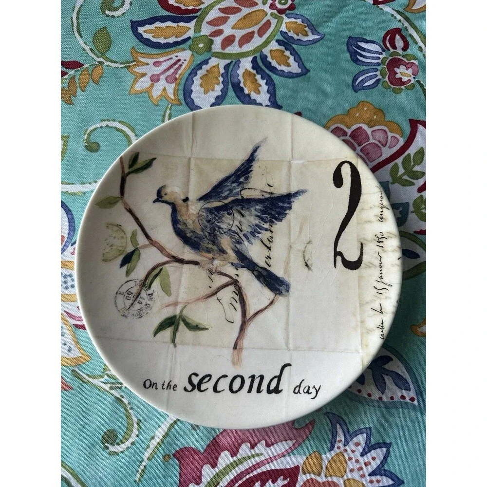 Williams Sonoma 2010 Twelve 12 Days of Christmas Salad Plates Day 2, 8-3/4”